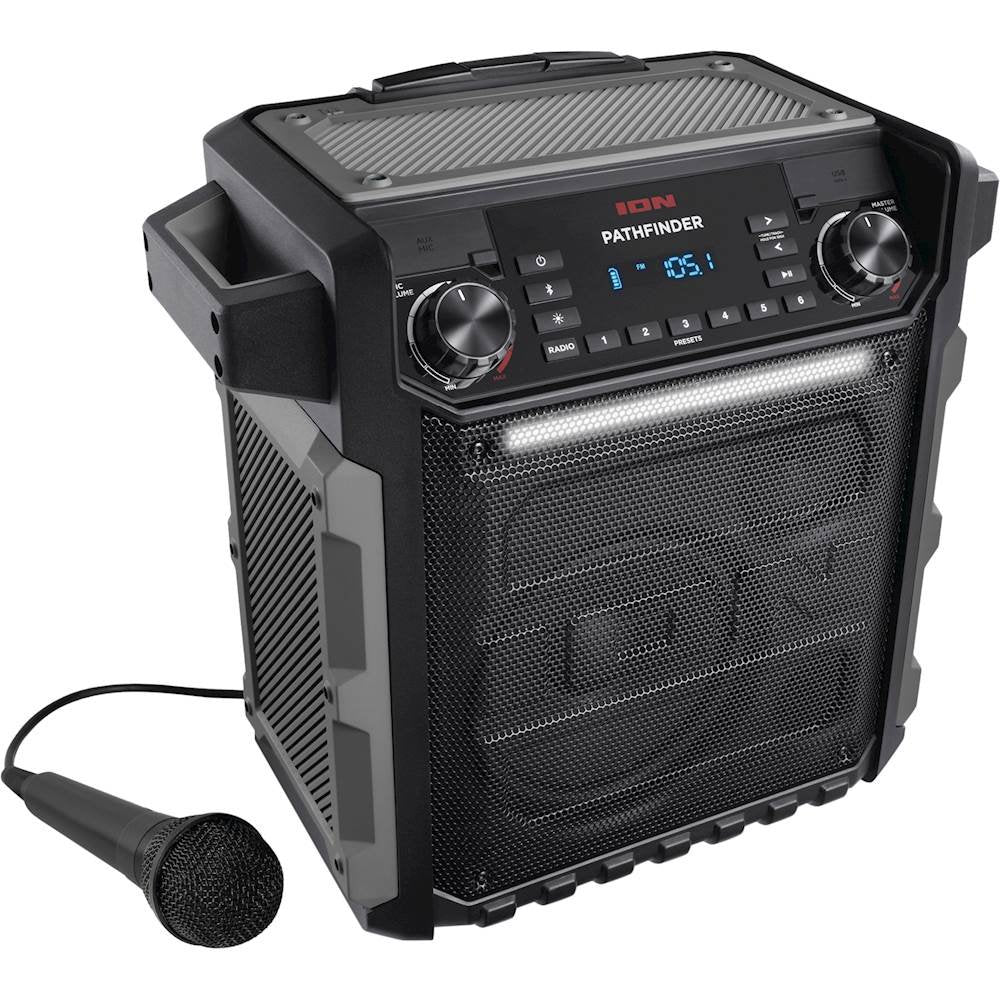 ION Pathfinder Portable Bluetooth Speaker - Wireless Outdoor Speaker with Long Battery Life, Waterproof Design for Pool Parties, Beach, Camping & Travel