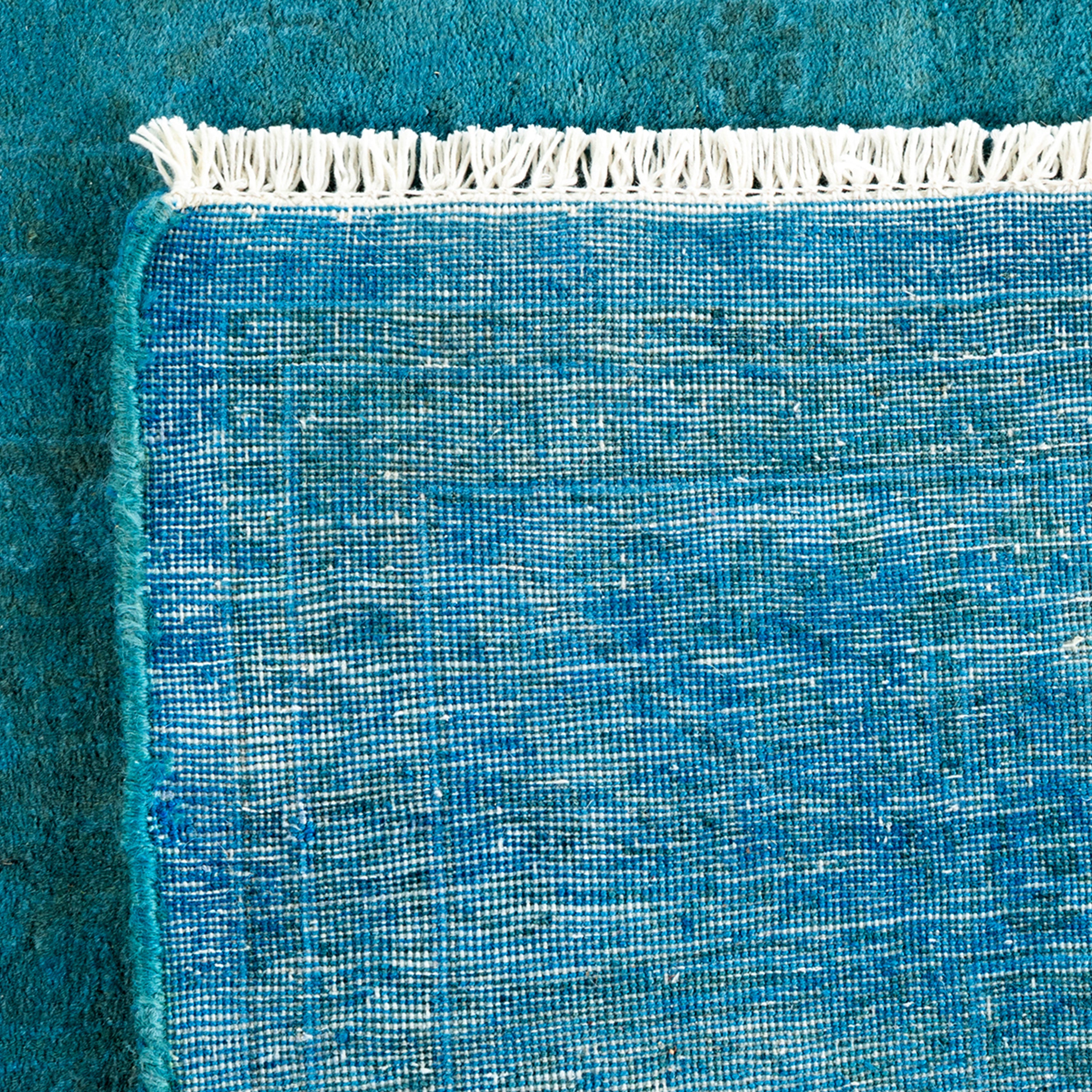 Blue Overdyed Wool Runner Rug 3'2 x 20'4 - Soft Vintage Style Area Rug for Living Room, Bedroom & Hallway