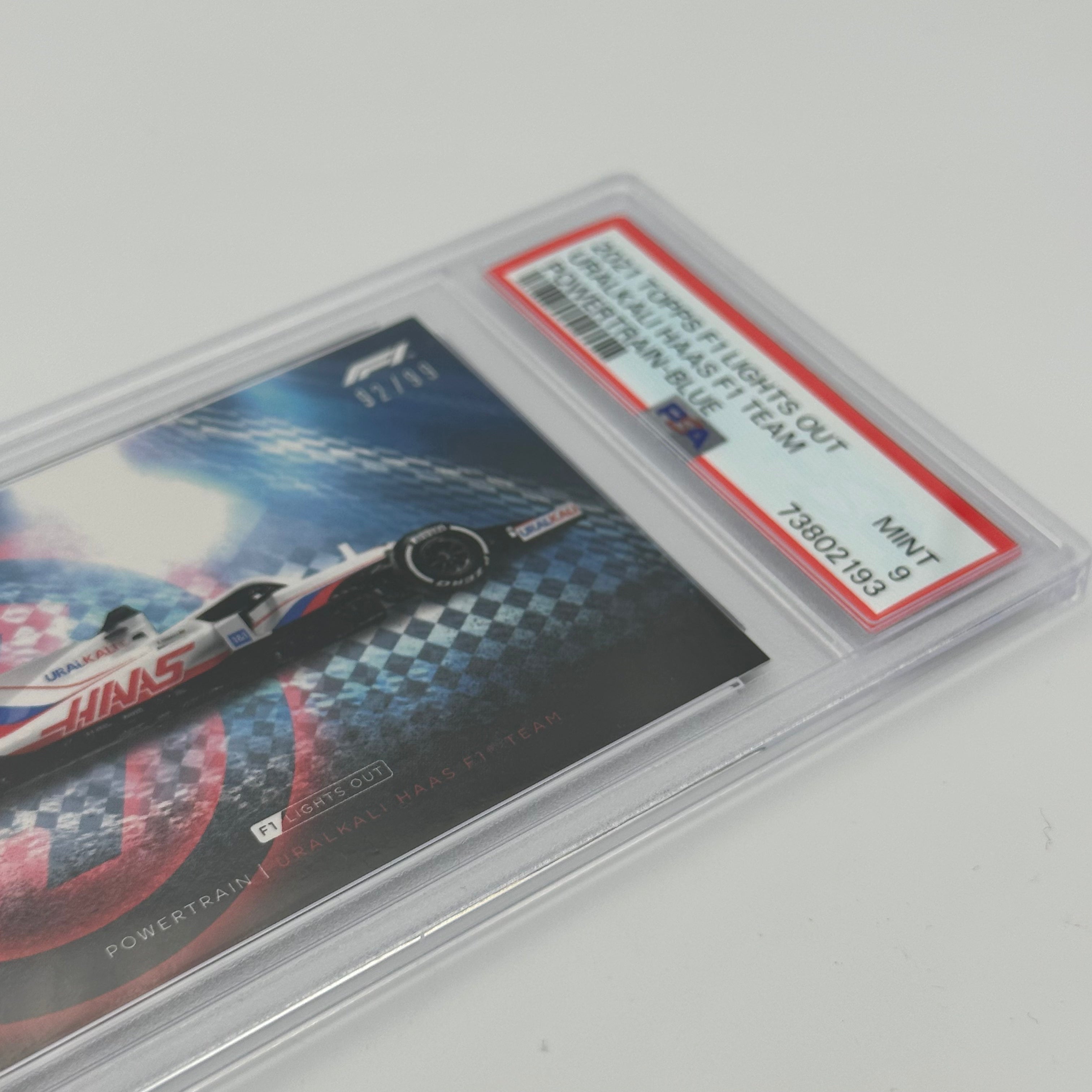 PSA 9 92/99 Uralkali Haas F1 Team Powertrain Blue - Rare F1 Racing Collectible for Display & Investment