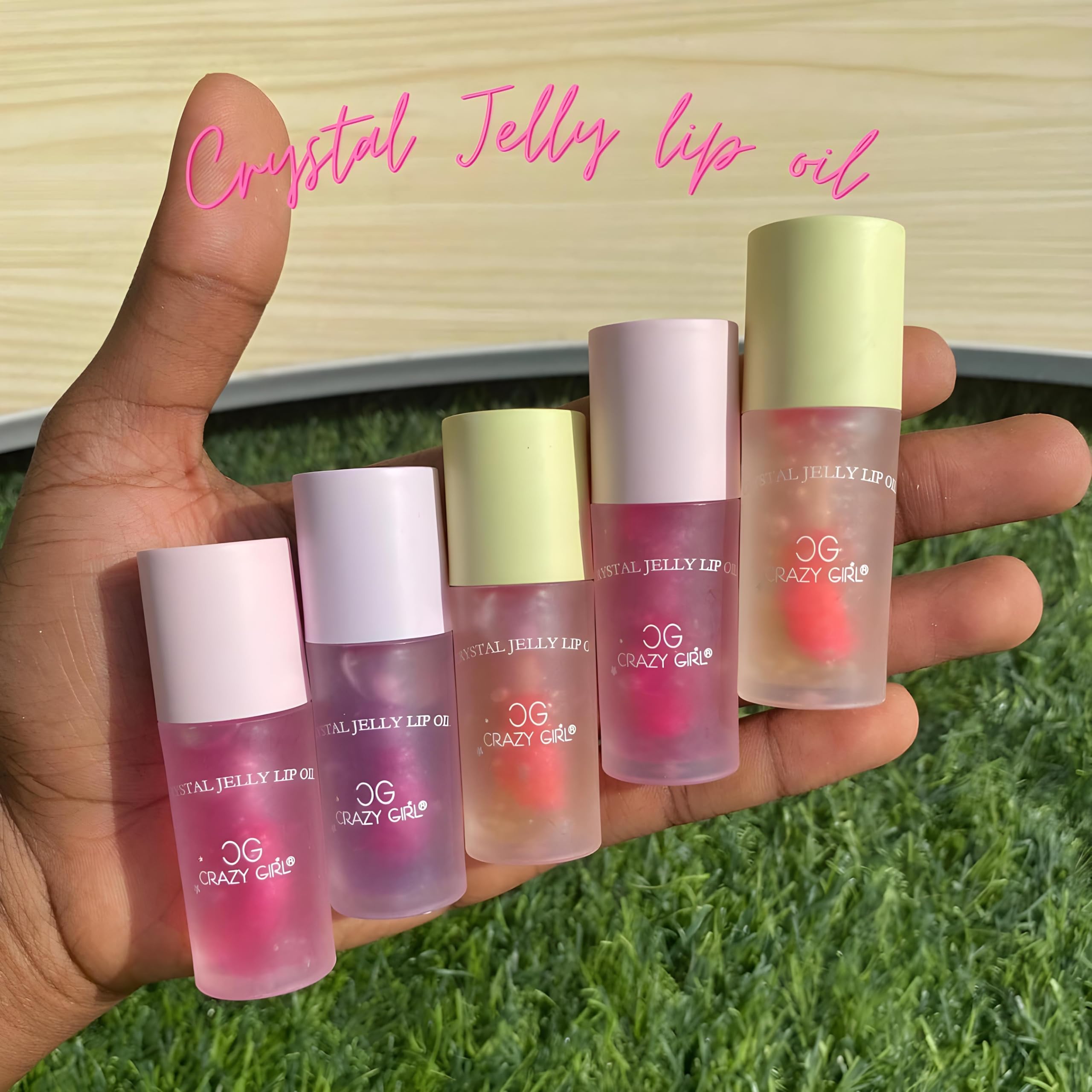 Bajaj Beauty Shop Crazy Girl Crystal Jelly Lip Oil - Color Changing Lip & Cheek Tint, Hydrating Fruit-Based Lip Gloss, Moisturizing Natural Pink (Strawberry, 1 Pack) | Perfect for Daily Wear, Date Night & Makeup Looks