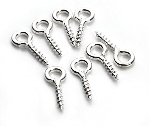 WOIWO 200Pcs 10mmx5mm Silver Metal Cup Hooks - Eye Shape Screw Hooks with Self-Tapping Design for Arts & Crafts, Beading, Jewelry Making, Cork Boards & DIY Home Decor Projects