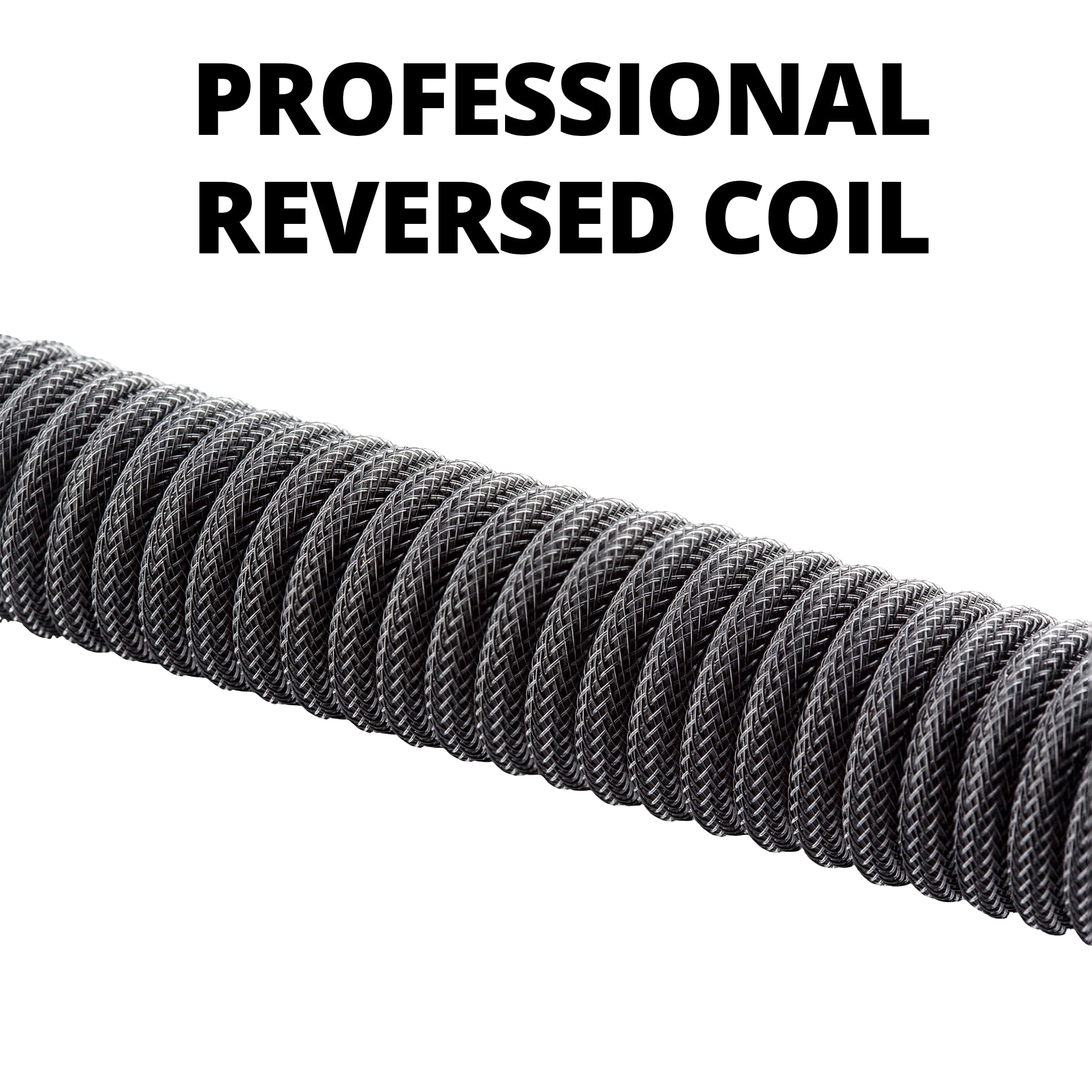 Premium Custom Coiled USB C Cable for Gaming Keyboards - Double-Sleeved Mechanical Keyboard Cable with Detachable Aluminum Aviator Connector (1.5M USB-C to USB-A, Carbon Black) - Perfect for Esports, Streaming & Professional Gaming Setups