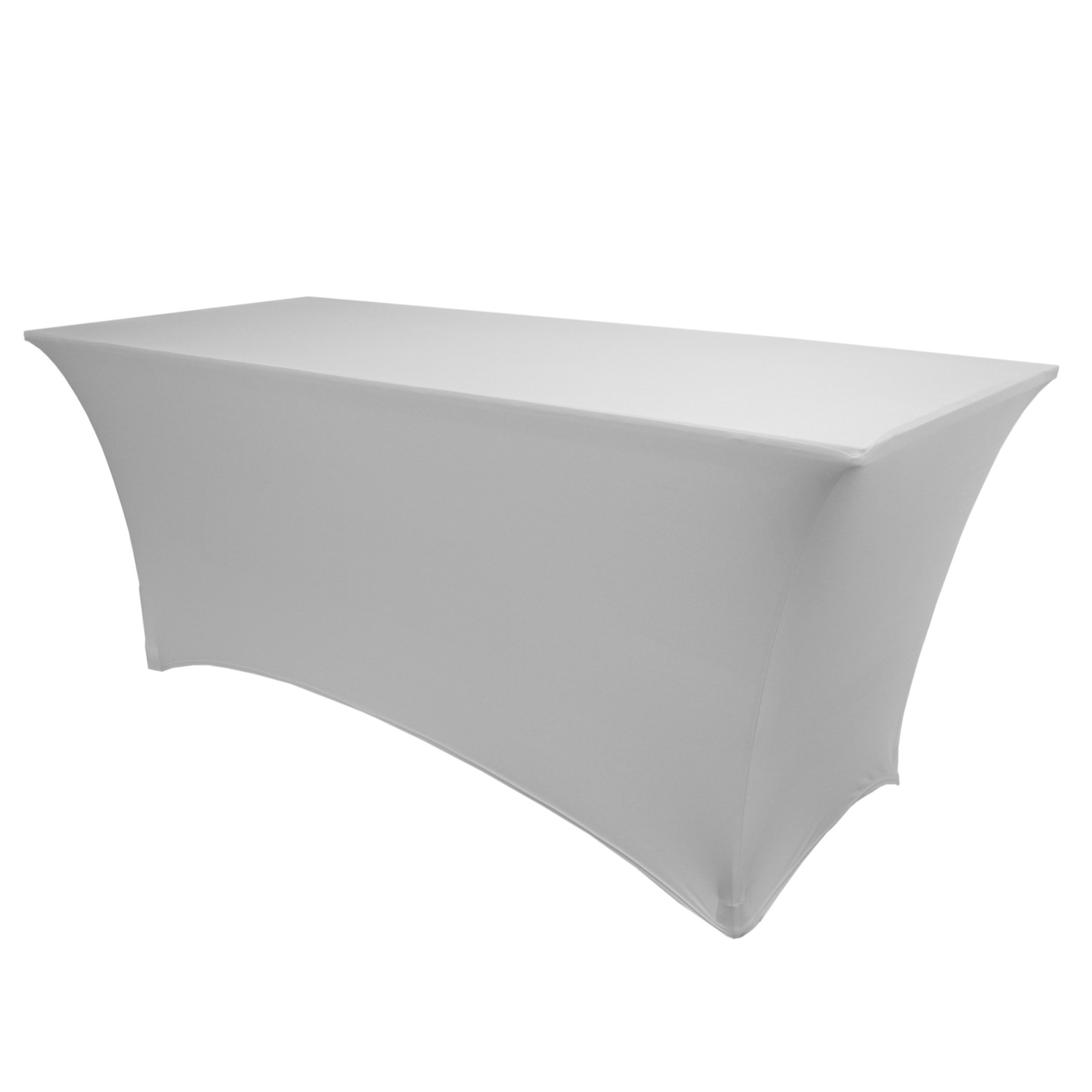 5-Pack Silver 6ft Spandex Table Cover for 18x72-Inch Rectangular Tables - Stretchable, Wrinkle-Free - Perfect for Weddings, Banquets & Events