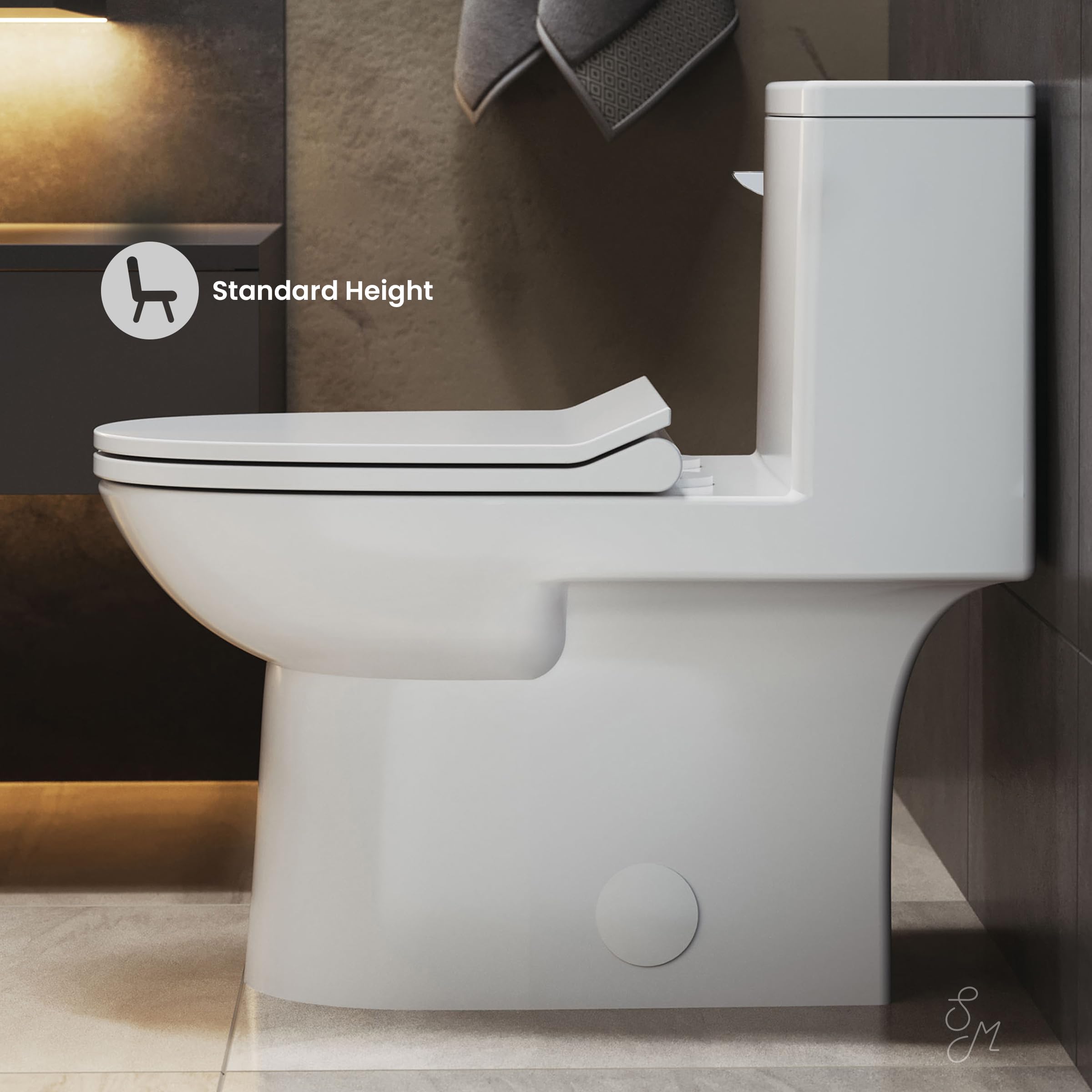 Swiss Madison SM-1T125 Daxton One Piece Elongated Toilet 1.28 GPF - Water Efficient Modern Bathroom Toilet for Home & Commercial Use