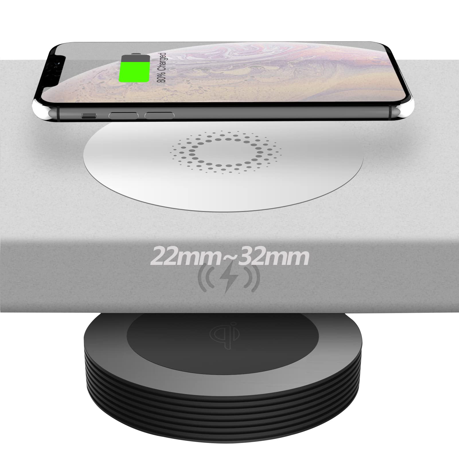 Long Distance Wireless Charger - Invisible Marble Desktop Furniture with Hidden Adsorption, QI Fast Charging for 22-31mm Thickness (Bar/Coffee Table/Desk) - Perfect for Home, Office & Modern Decor (Color: A)