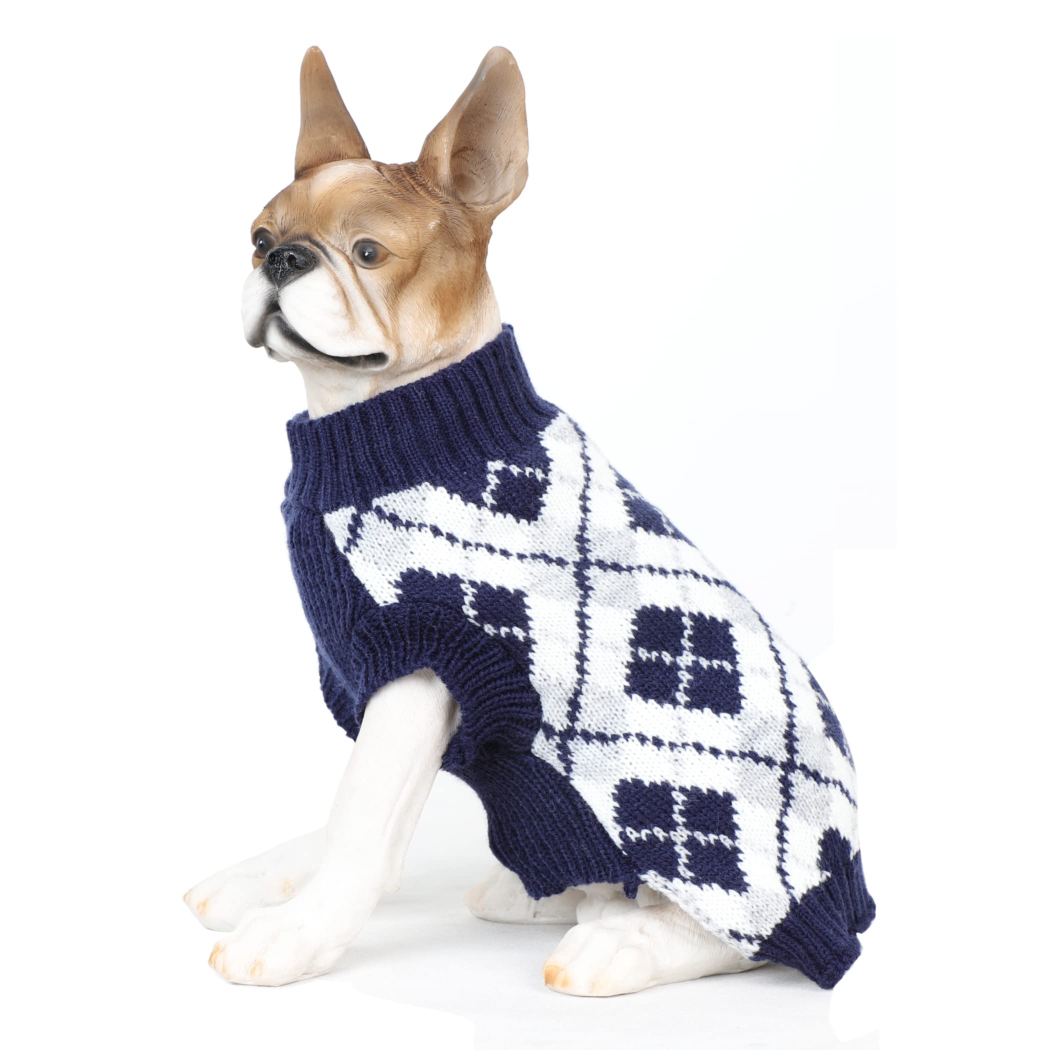 HAPEE Diamond Plaid Cat & Dog Sweater - Cozy Pet Clothes for Small Medium Large Dogs & Cats | Warm Winter Dog Apparel & Accessories | Perfect for Cold Weather, Outdoor Walks & Holiday Photos