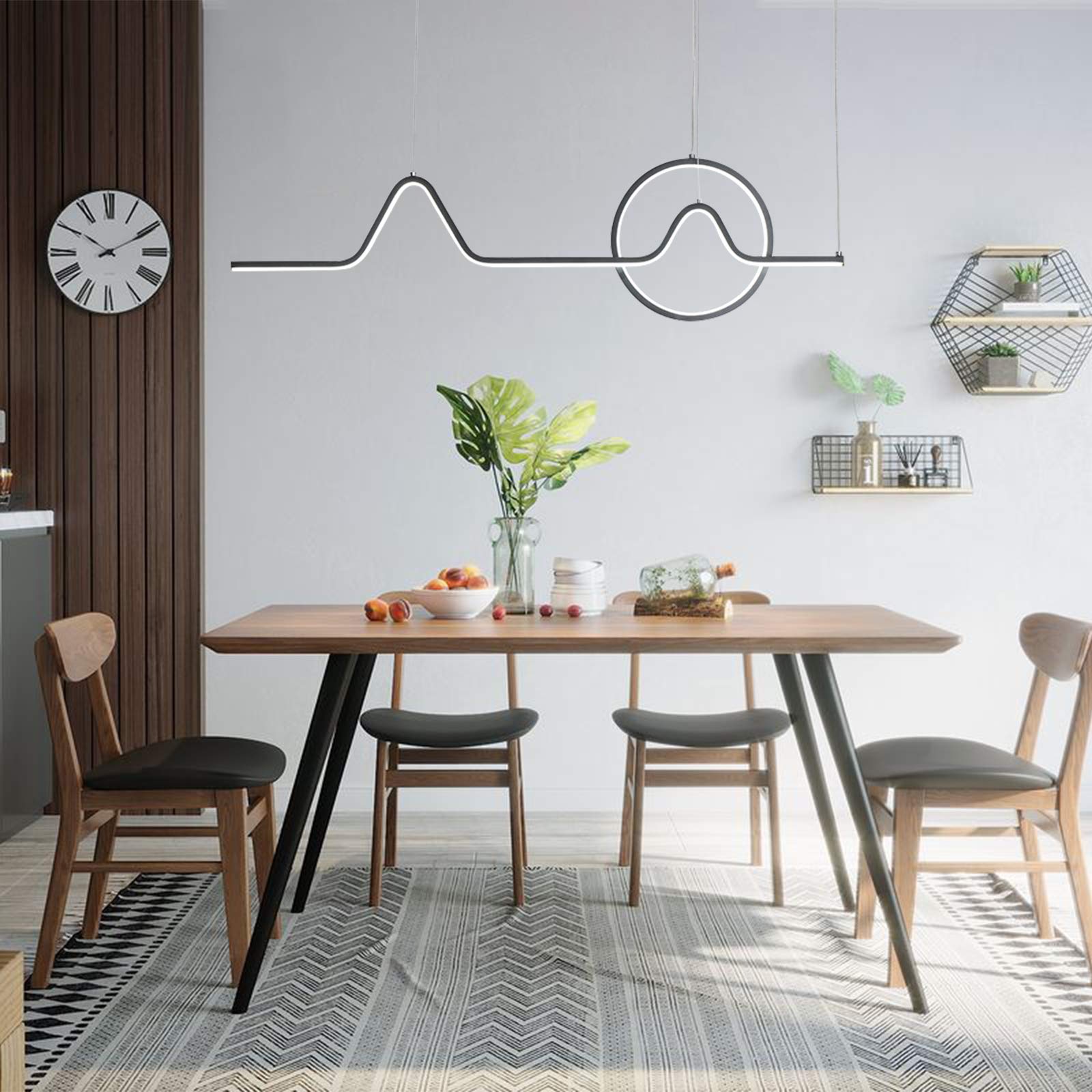 Modern LED Pendant Ceiling Light - Black 10024CM, Simple Creative Chandelier for Dining Room, Living Room, Bedroom, Restaurant & Bar Decor - Energy Efficient Home Lighting Fixture for Stylish Interior Design