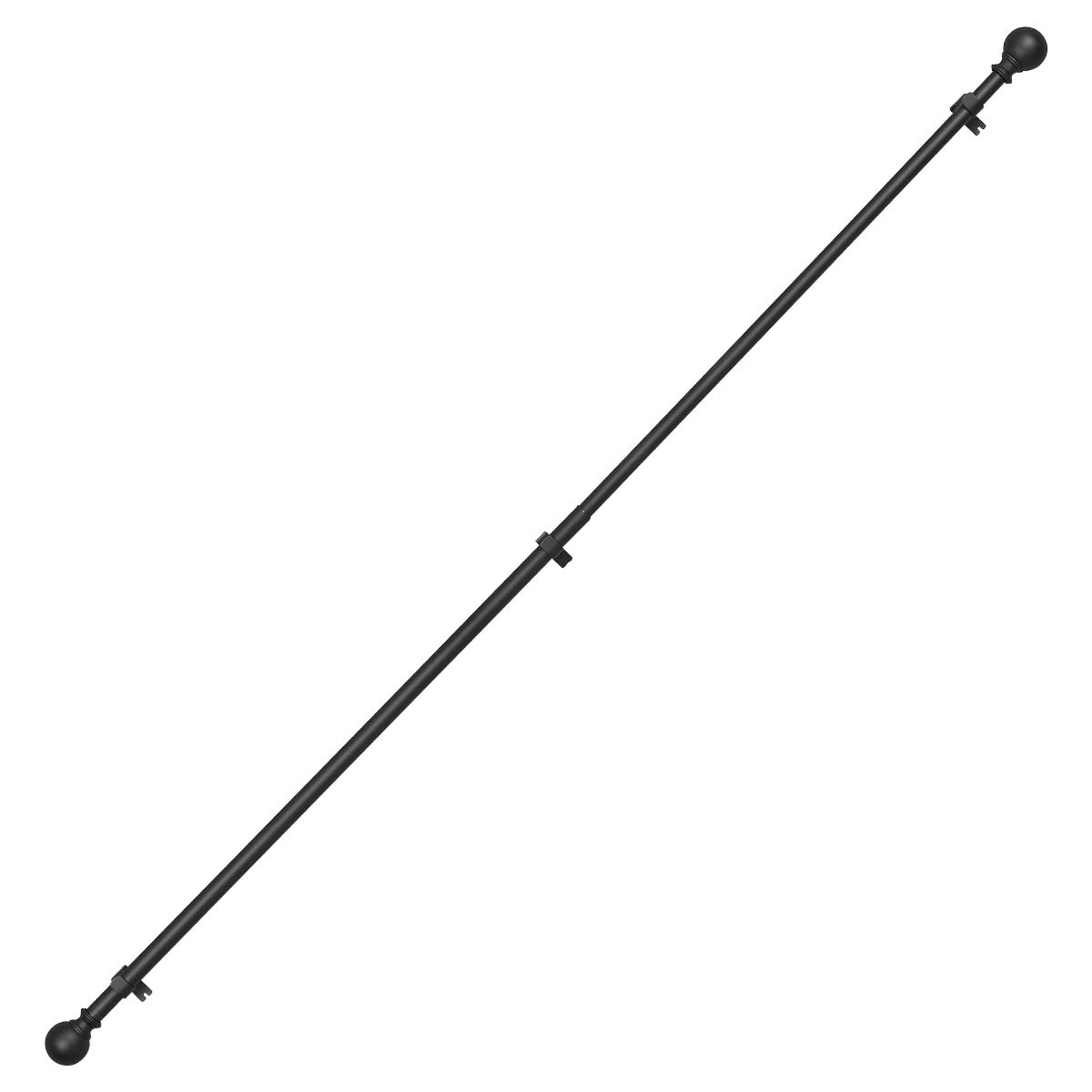 Industrial Iron Curtain Rods 72-144 Inch Matte Black 2 Pack with Ball Finials - Heavy Duty Room Divider for Outdoor Farmhouse Style Living Room, Bedroom & Patio Decor