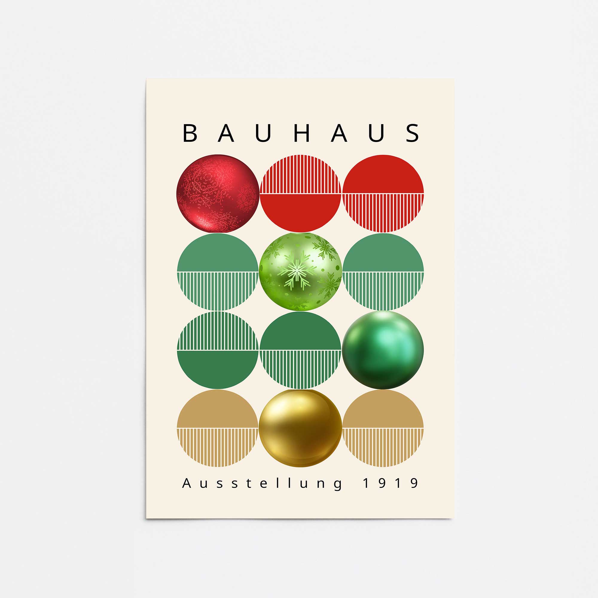 Bauhaus Style Holiday Ornament Poster - Premium Rolled Art Print for Christmas Decor, Wall Art & Gift Ideas | Perfect for Home, Office & Holiday Party Decorations