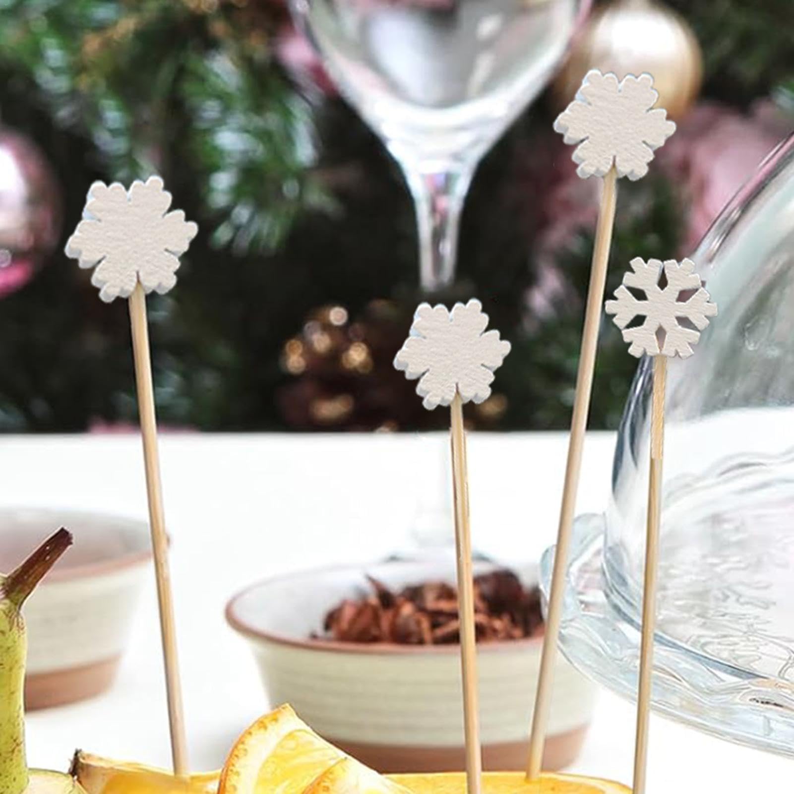 100Pcs Christmas Cocktail Picks - Xmas Tree Santa Snowflake Appetizer Skewers for Holiday Parties, Fruit Decorations & Cocktail Garnishes | Perfect for Christmas Buffets, Dessert Displays & Festive Gatherings