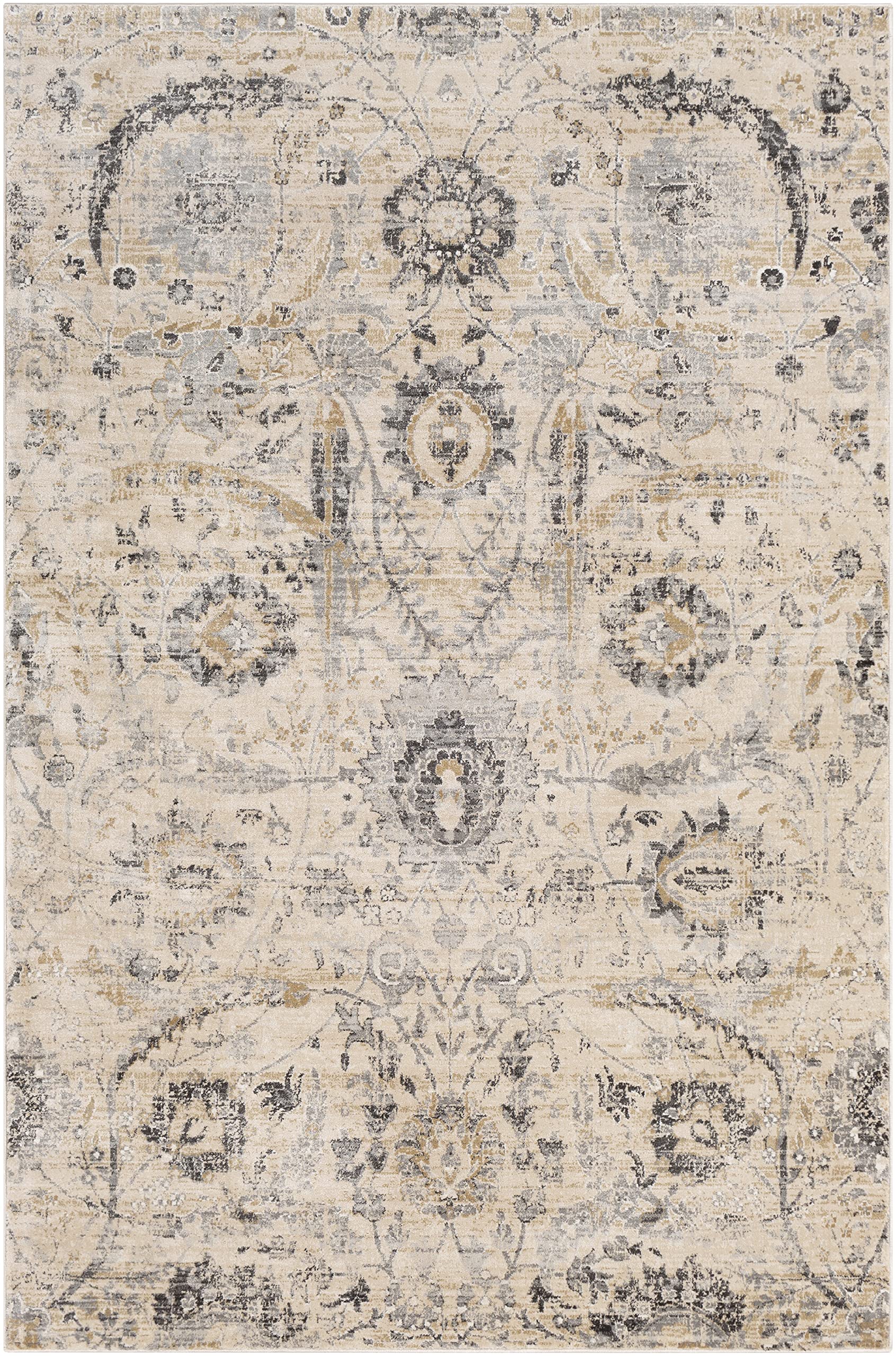 Mark&Day Avellino 6x9 Traditional Beige & Grey Area Rug - Soft Living Room, Bedroom, Kitchen Carpet (6'7