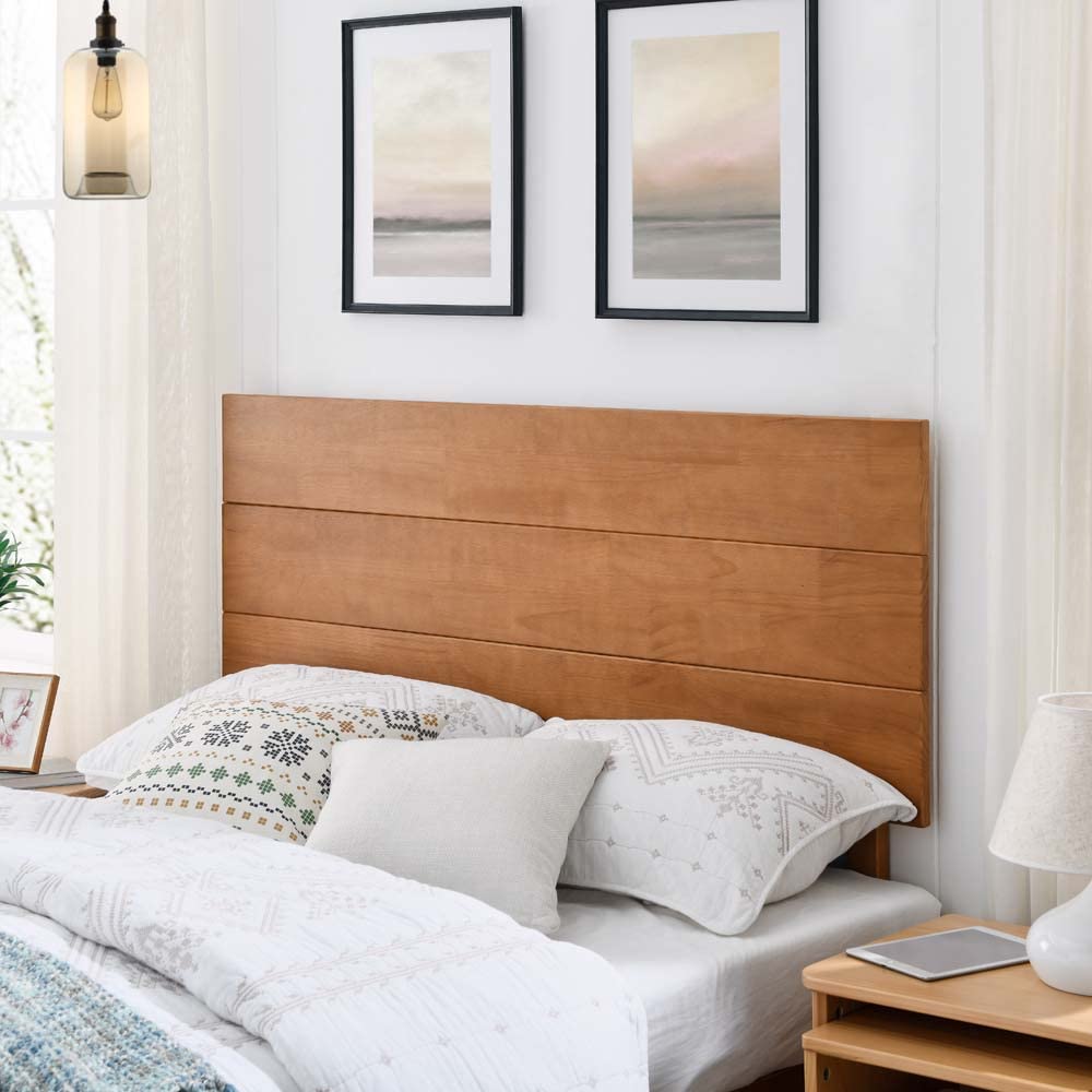 Solid Wood Headboard for Queen/King Size Bed - Teak Wood with Flat Panel Design | Compatible with Floating Bed Frame | Perfect for Modern Bedroom Decor & Master Suite Upgrade