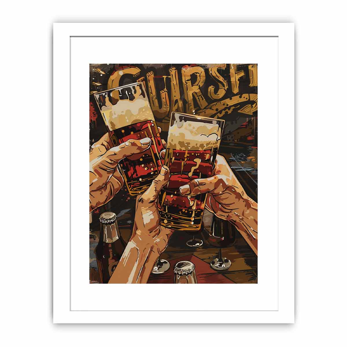 Cheers Framed Print - Elegant Wall Art for Home, Office & Bar Decor - Perfect for Living Room, Dining Area & Pub Display