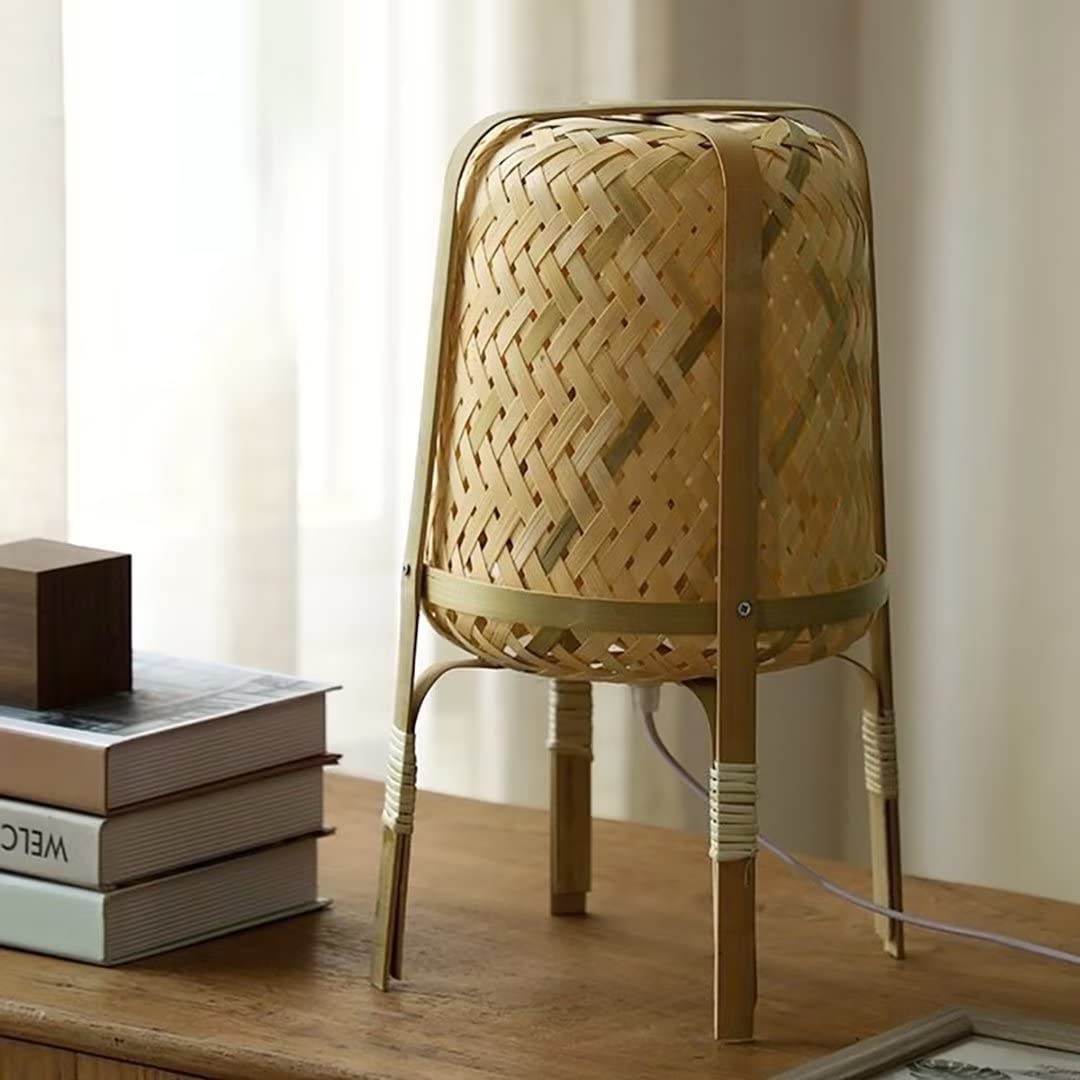 Handmade Bamboo Table Lamp - Modern Zen Style Bedside & Floor Lighting for Bedroom, Living Room, Hotel Decor | Perfect for Meditation Spaces, Reading Nooks & Cozy Ambience