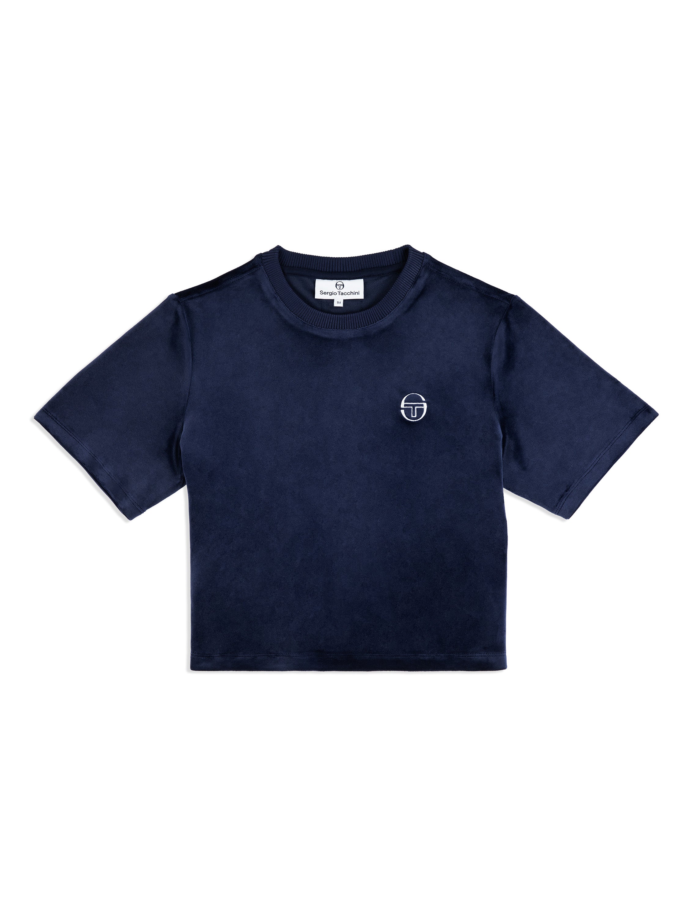 Adele Velour T-Shirt for Women - Soft & Stylish Short Sleeve Tee in Maritime Blue - Perfect for Casual Wear, Concerts & Everyday Outfits