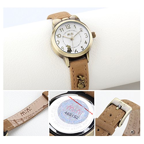 DREAMING Q&P Girls Quartz Watch with Soft Leather Strap & Bowknot Case - Cute Fashion Wristwatch for Students & Teens - Perfect for School, Daily Wear & Gifts