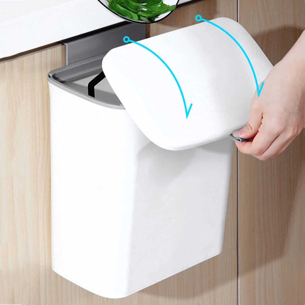 7L Hanging Trash Can for Kitchen, Bathroom & Living Room - Space-Saving Indoor Garbage Bin with Cabinet Door Mount - Perfect for Small Spaces & Creative Storage Solutions