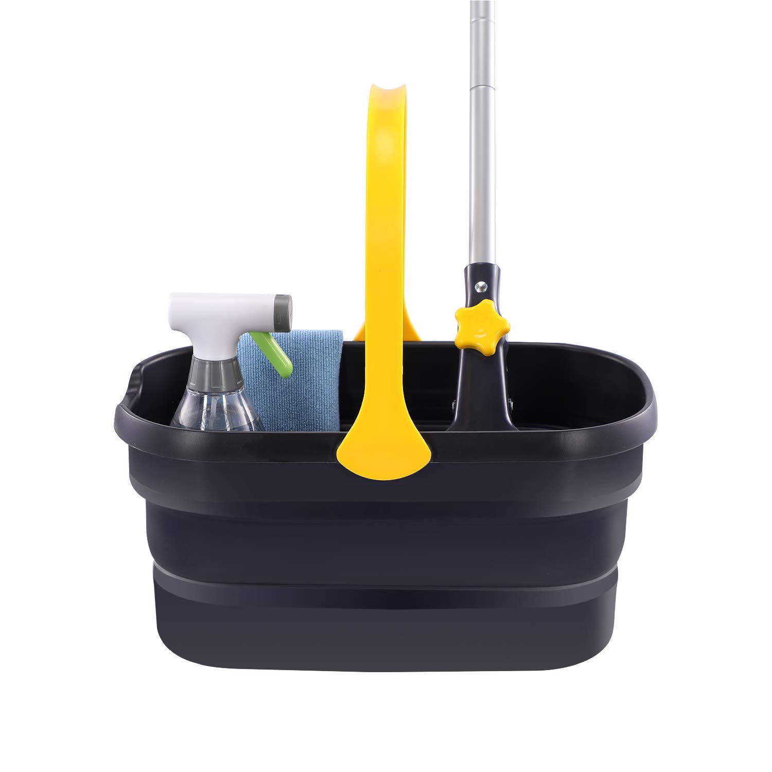 Yocada 10L (2.6 Gallon) Collapsible Plastic Mop Bucket - Foldable Cleaning Washing Basket for Sponge, Flat & Cotton Mops - Ideal for Home, Kitchen, Bathroom, and Outdoor Cleaning Tasks
