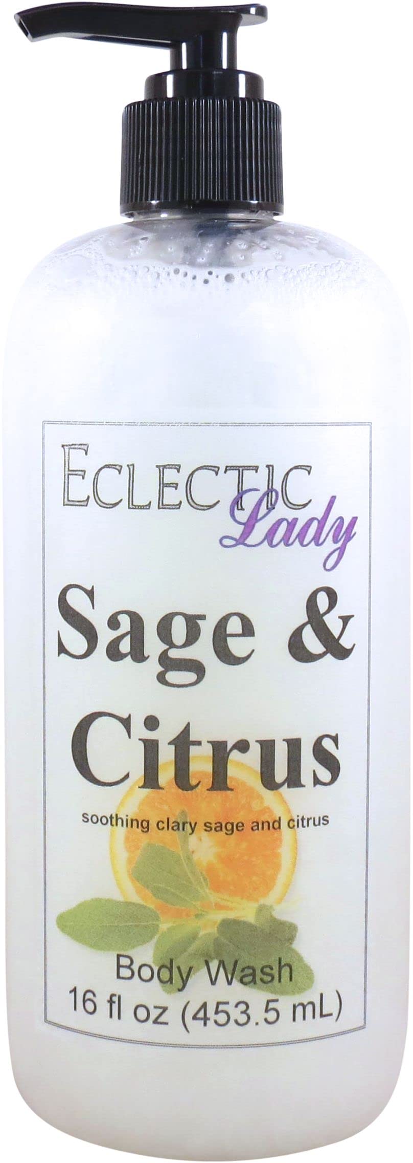 Eclectic Lady Liquid Pearl Body Wash - Sage & Citrus Scent | 3-in-1 Bubble Bath, Hand Soap & Body Wash | Phthalate-Free, Handcrafted in USA (16 oz) | Perfect for Spa Days, Gift Sets & Luxury Bath Time