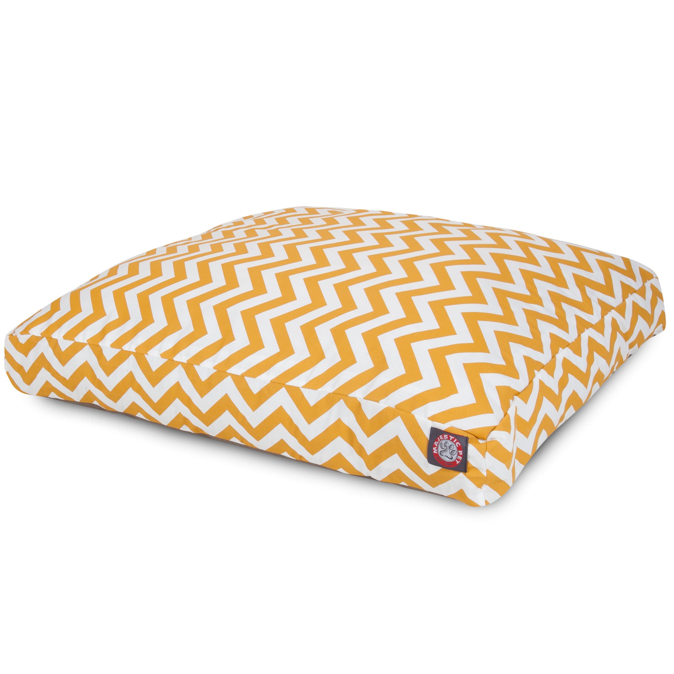 Majestic Pet Chevron Rectangle Washable Dog Bed – Non-Slip Comfortable Pet Bed with Removable Cover – Large Yellow Polyester Fiber Crate & Kennel Bed for Dogs – Perfect for Sleeping, Lounging & Travel