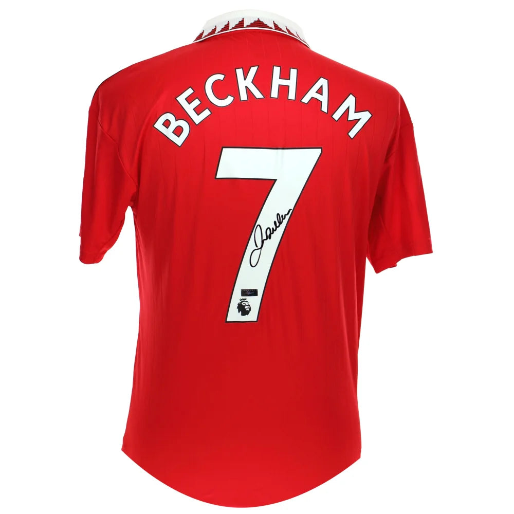 David Beckham Autographed Manchester United Red Adidas Jersey with Panini COA - Signed ManU Soccer Jersey for Collectors & Fans - Perfect for Display, Gifts & Memorabilia Collections