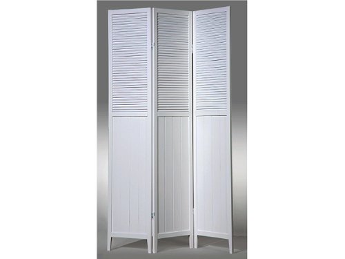 White 3-Panel Wooden Room Divider Shutter Door - 51