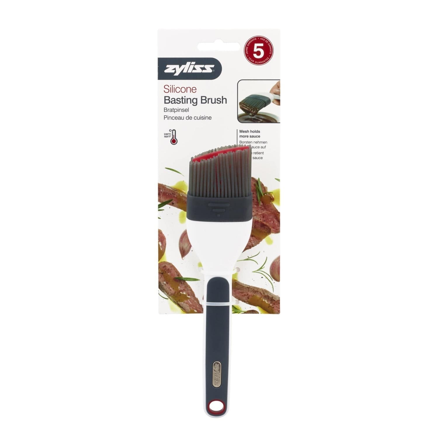 Zyliss Premium Silicone Basting Brush for Grilling, Baking & Cooking - Heat Resistant Pastry Brush for BBQ, Roasting, Basting & Glazing - Perfect for Meat, Vegetables & Pastries