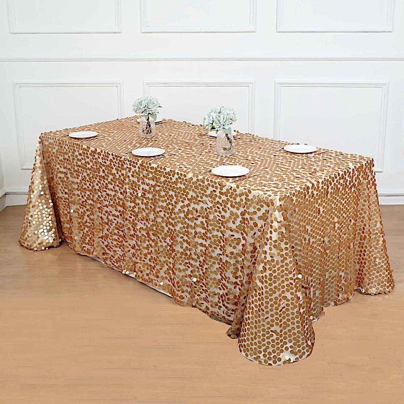 90x132 Inch Large Payette Sequin Rectangular Tablecloth - Glamorous Dining Table Cover for Weddings, Parties & Holiday Decorations