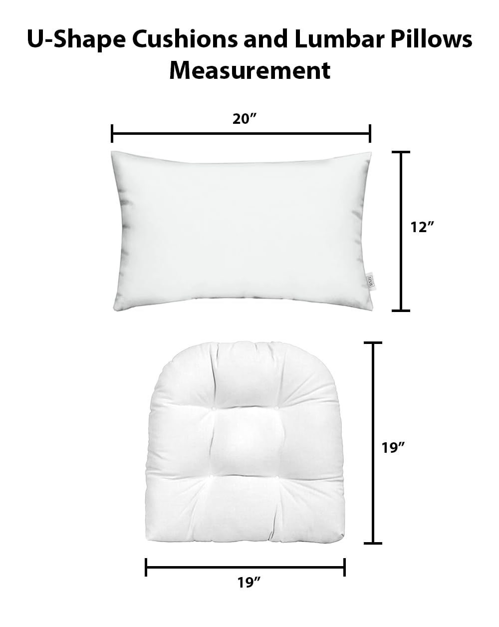 RSH DECOR: Water-Resistant Spun Fabric Tufted U-Shaped & Lumbar Pillows Set (2 Each) - 19”x19” & 20”x12” - Outdoor Wicker Cushions for Patio Furniture (Peacock Design) - Perfect for Garden, Poolside & Backyard Relaxation
