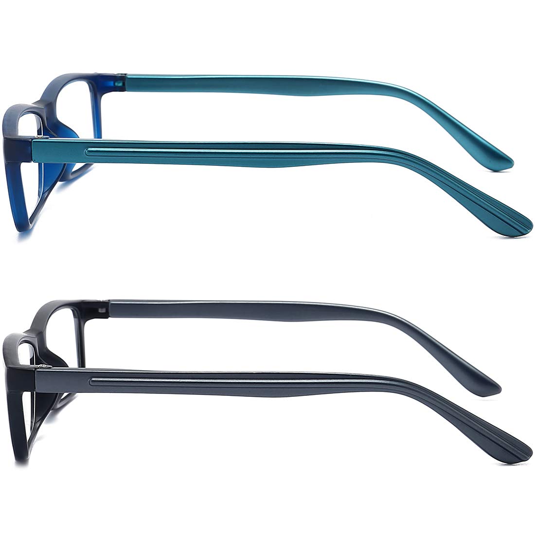 Blue Light Blocking Reading Glasses for Men & Women - Rectangular Computer Glasses with Spring Hinge - Reduce Eye Strain for Office Work, Gaming & Screen Time