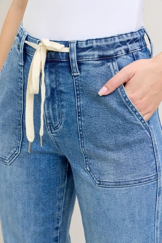 Judy Blue High Waist Stretch Denim Jogger Pants for Women - Comfortable Casual & Lounge Wear for Everyday Style
