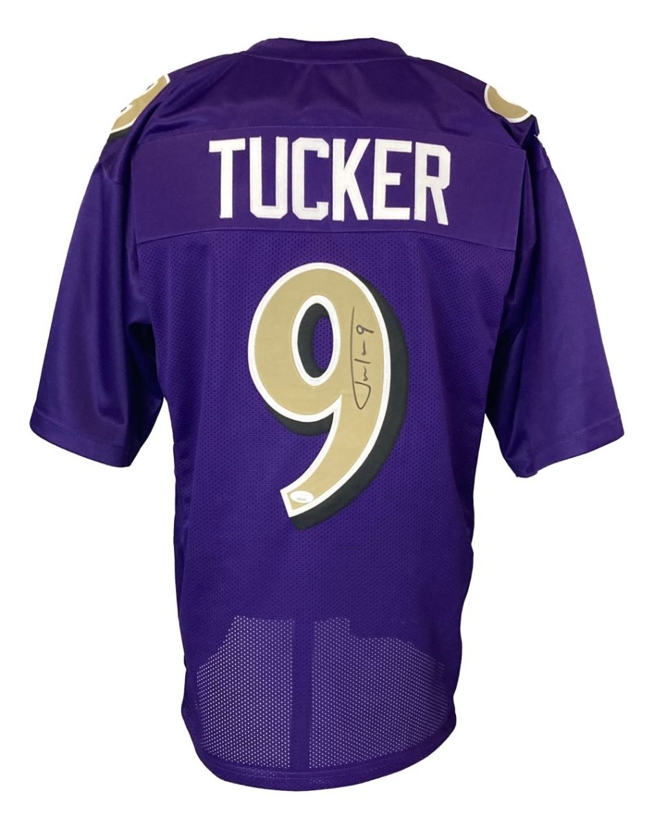 Justin Tucker Baltimore Ravens Signed Alternate Purple Football Jersey with JSA COA - Authentic NFL Memorabilia for Collectors & Fans, Perfect for Display, Gifting & Game Day