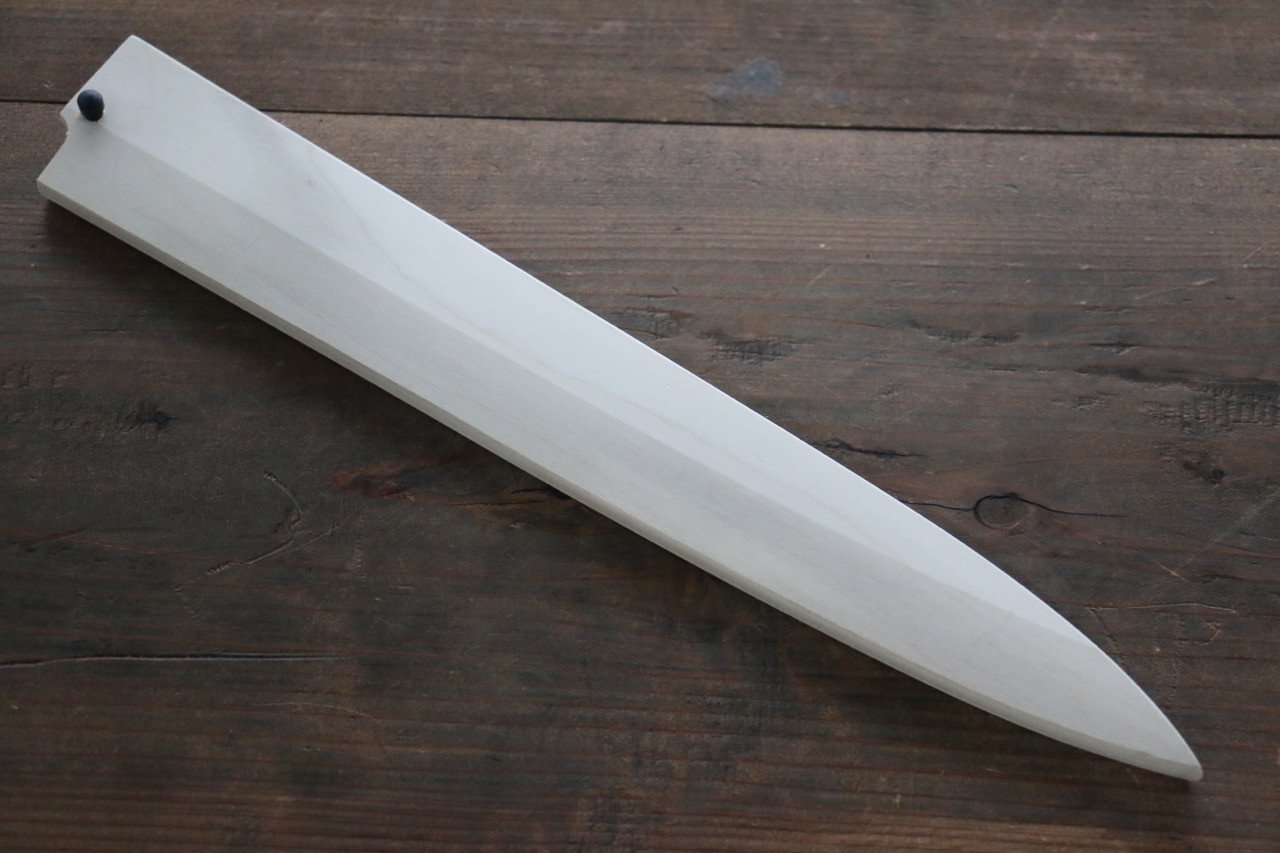 Premium Magnolia Saya Sheath for 210mm Yanagiba Sashimi Knife - Wooden Pin Protection - Perfect for Japanese Cuisine & Sushi Preparation