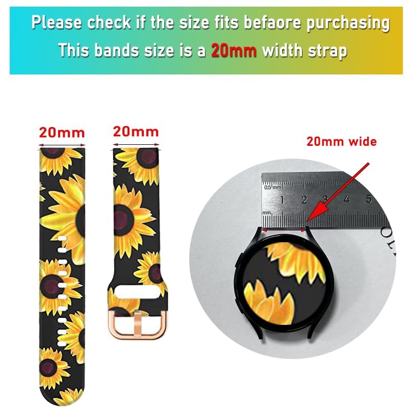 TOOLAIK 20mm Sports Wristband Compatible with Samsung Galaxy Watch 6 Classic 47mm/43mm, Watch 5/5 Pro, Watch 4, Galaxy Watch 3 41mm & Active 2 40mm/44mm - Durable & Comfortable Watch Band for Men & Women - Perfect for Running, Gym & Everyday Wear