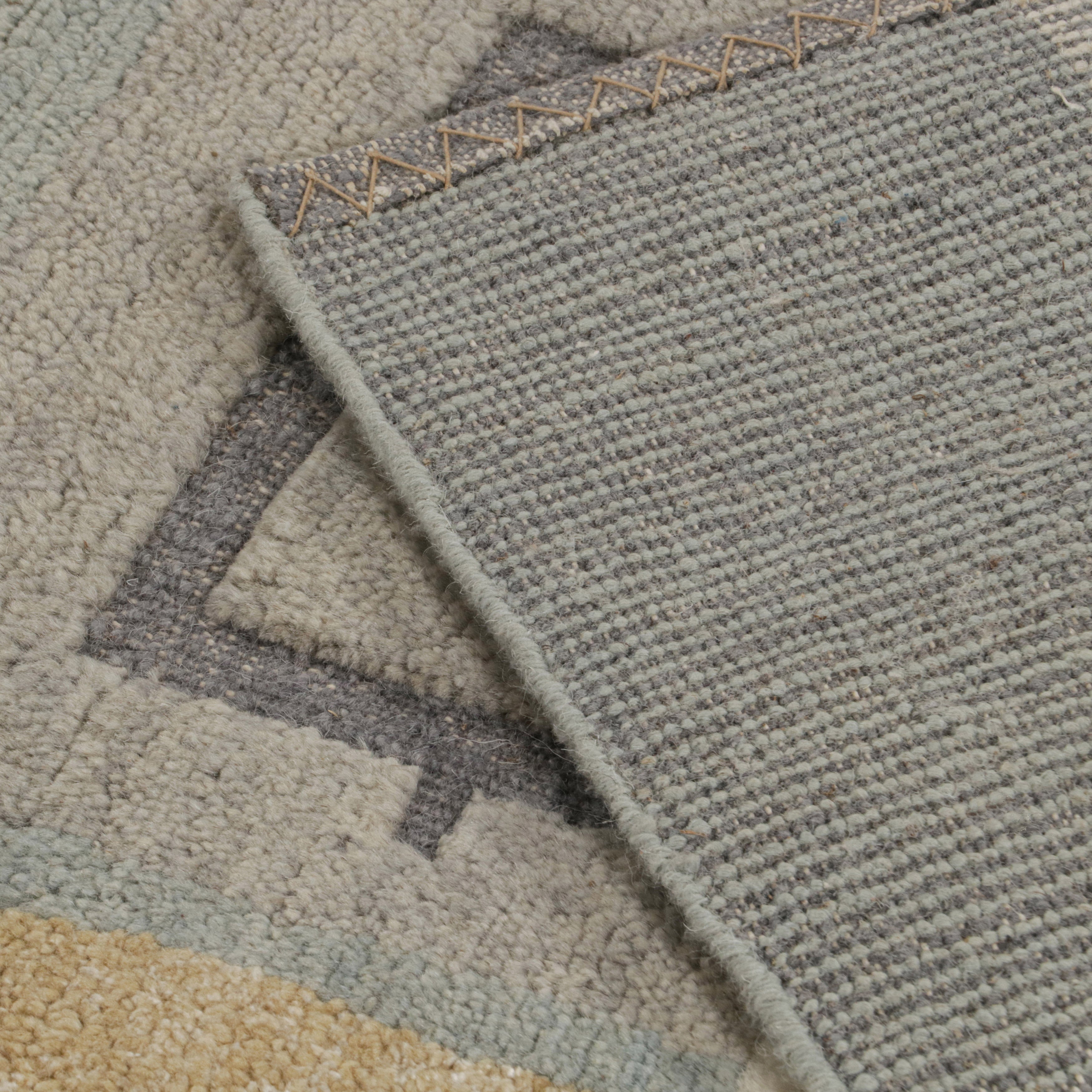 Blue Modern Wool Blend Rug 9'2 x 11'10 - Soft & Durable Area Rug for Living Room, Bedroom, or Office Decor