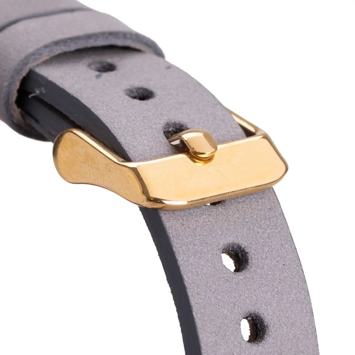 Slim Gray Leather Apple Watch Band with Gold Rivet - Stylish & Durable Replacement Strap for Work, Gym & Everyday Wear