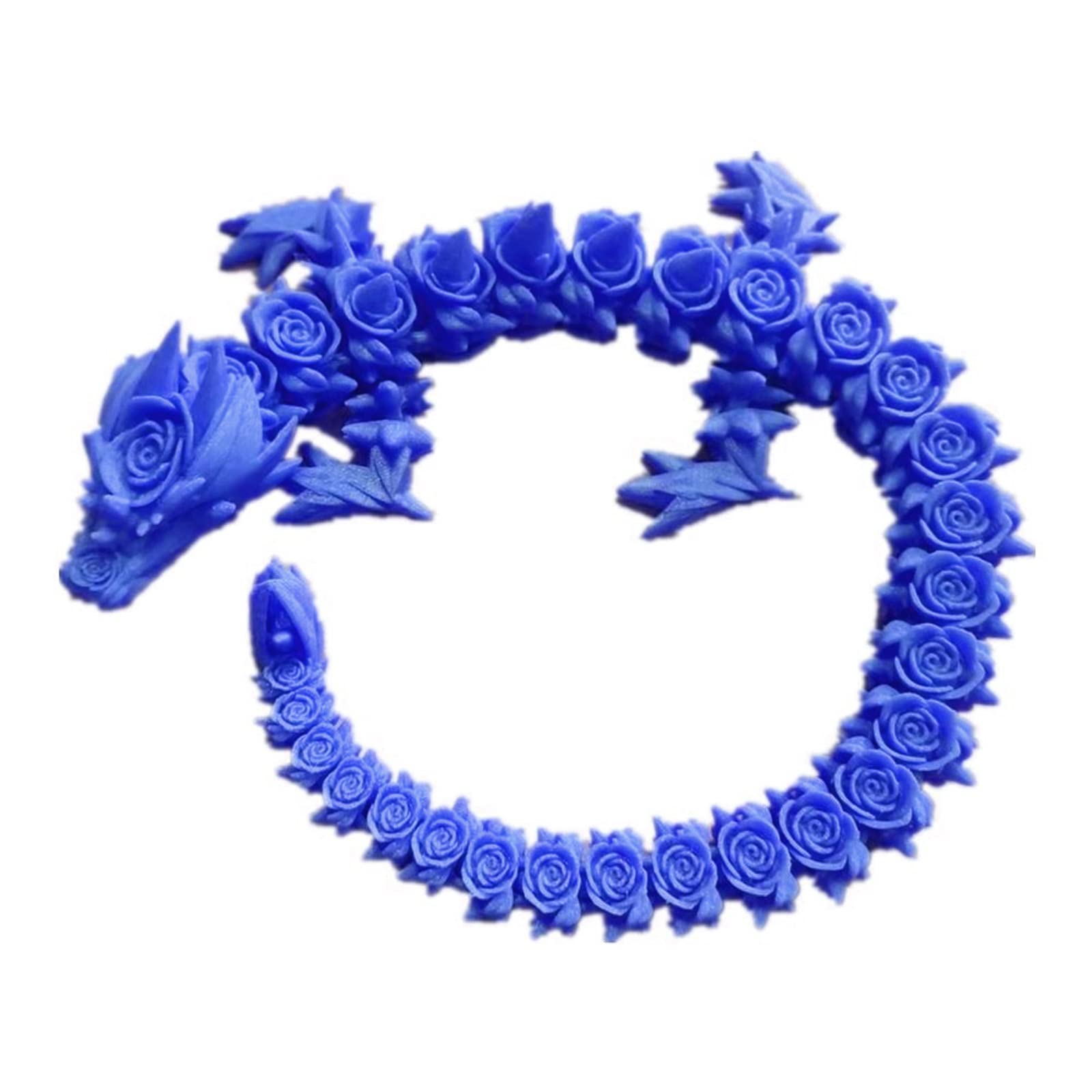 3D Printed Rose Dragon Articulated Toy - Rotatable & Poseable Joints, Anxiety Relief Dragon Figure for Kids & Adults (17.7in, Blue) | Perfect for Stress Relief, Home Decor, and Fantasy Collectibles