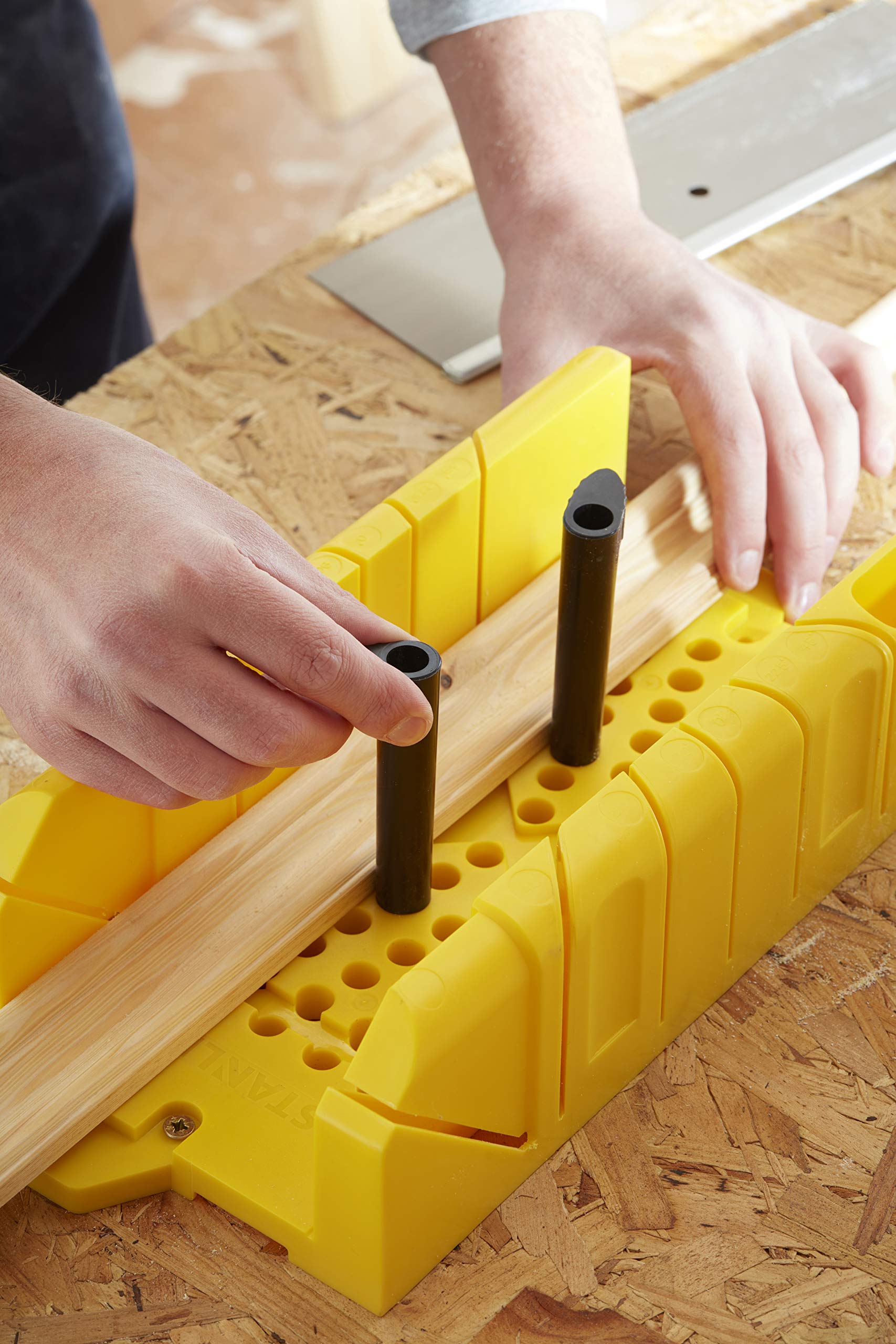 Stanley 1-20-600 Saw Storage Miter Box with Included Saw - Durable Black Woodworking Tool for Precise Angle Cuts | Perfect for DIY Projects, Carpentry & Home Renovations