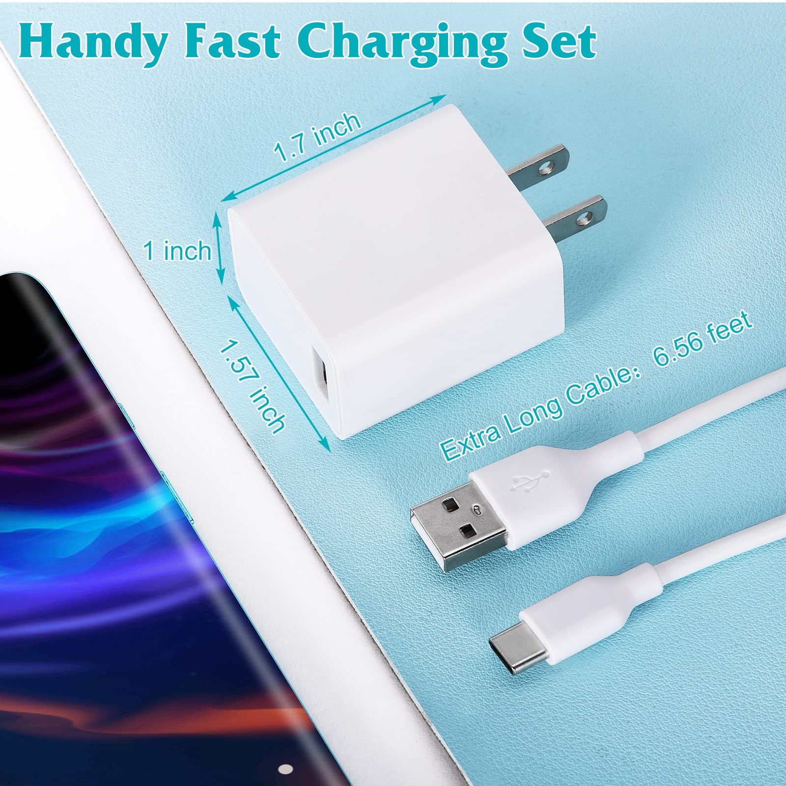UL Listed 15W QC Fast Charger Wall Plug with 10ft USB-C Cable - Quick Charge 3.0 Power Adapter for Energizer U680S & Other Devices | Perfect for Home, Office & Travel Charging