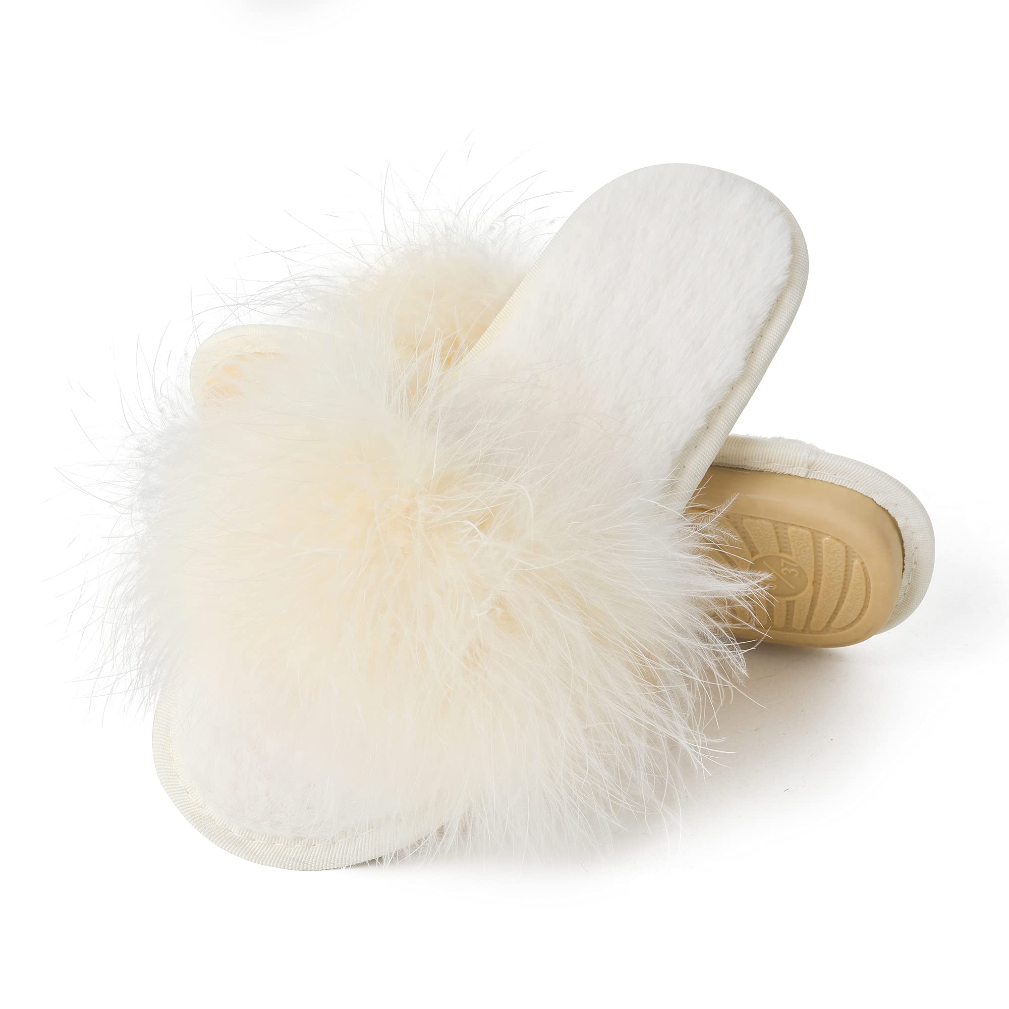 Fur Story Women's Open Toe Fuzzy Slippers with Memory Foam - Cozy Fluffy House Shoes for Indoor Comfort & Relaxation at Home
