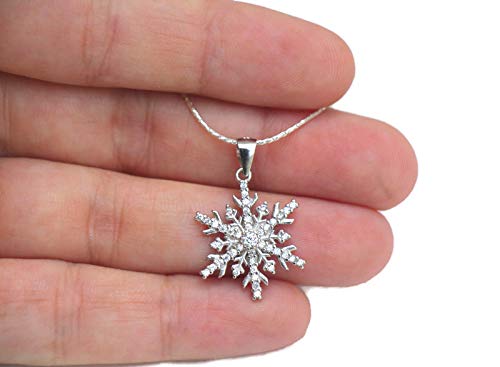 925 Sterling Silver Snowflake Pendant Necklace for Women - Elegant Winter Jewelry Gift for Wife, Bridal, Wedding & Anniversary - Perfect for Christmas, Birthday & Holiday Parties