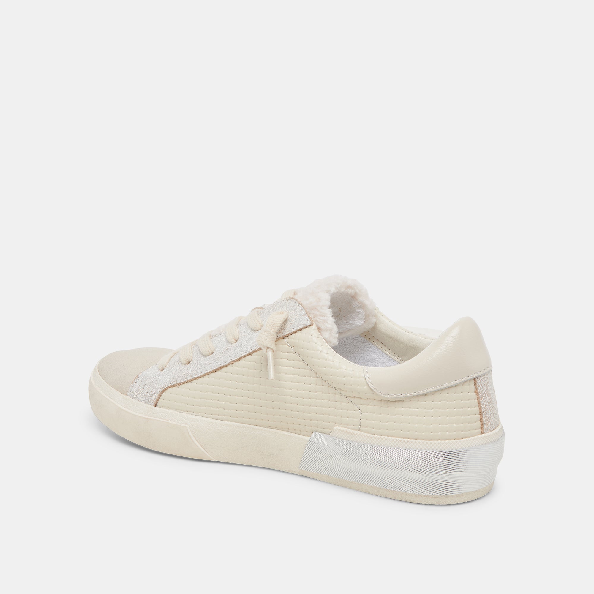 ZINA Plush Sneakers for Women - Off-White Woven Fabric Comfortable Casual Shoes | Perfect for Walking, Travel & Everyday Wear