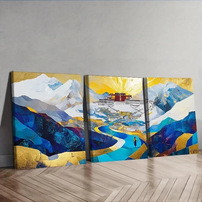 3-Piece Potala Palace Wall Art Set - Framed Canvas Prints 50x70cm | High Quality Australian Made | Ready to Hang | Perfect for Living Room, Bedroom & Office Decor
