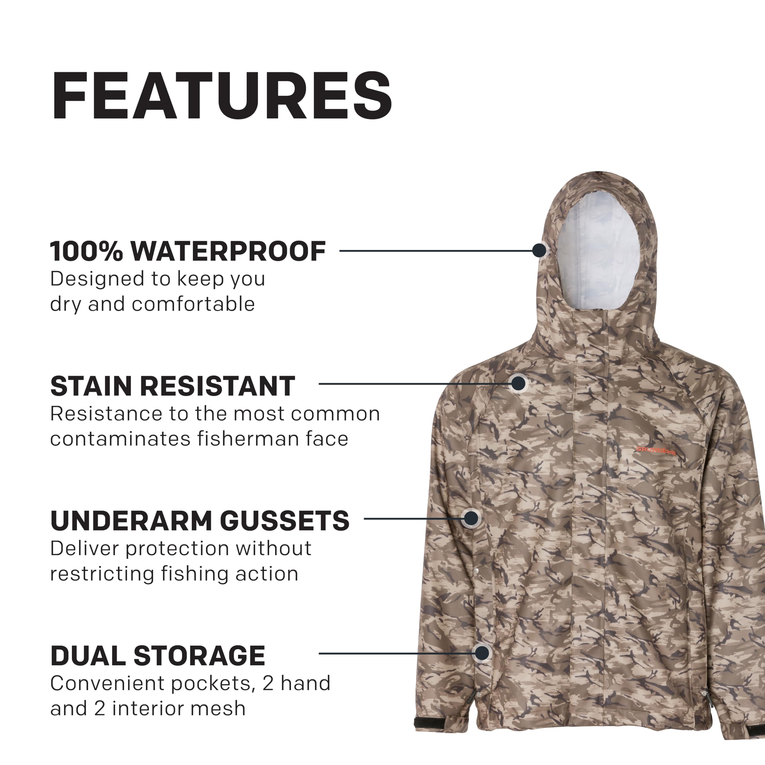 Grundens Men’s Neptune Commercial Fishing Jacket - Waterproof & Adjustable Raincoat for Fishing, Boating, and Outdoor Work | Heavy Duty Weather Protection Gear