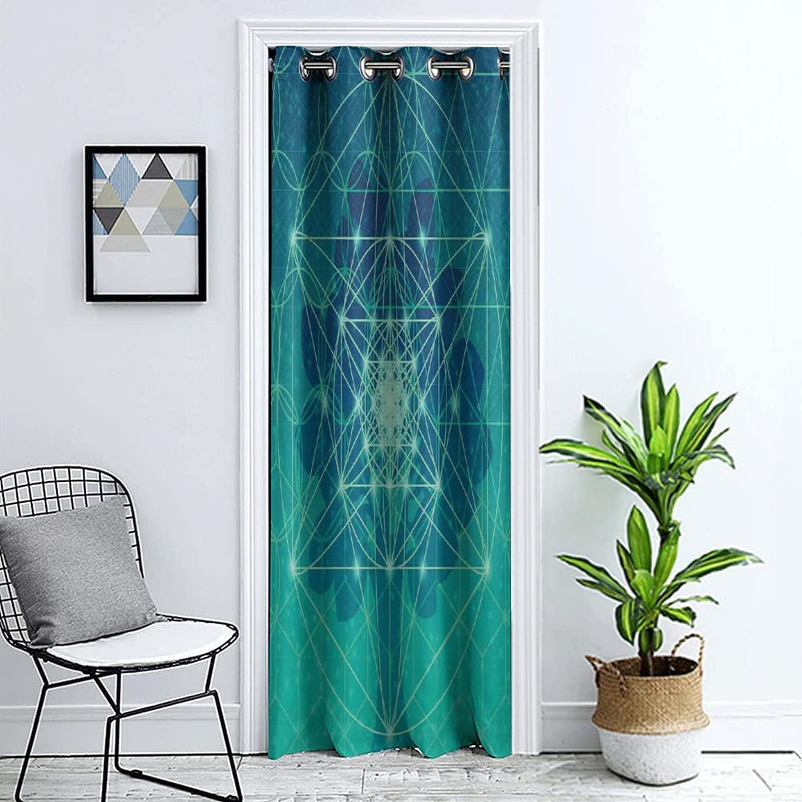 Sacred Geometry Door Curtains for Privacy - Tree of Life Printed Window Drapes with Grommet Top, 39x78 Inch Boho Home Decor for Bedroom, Living Room & Doorway
