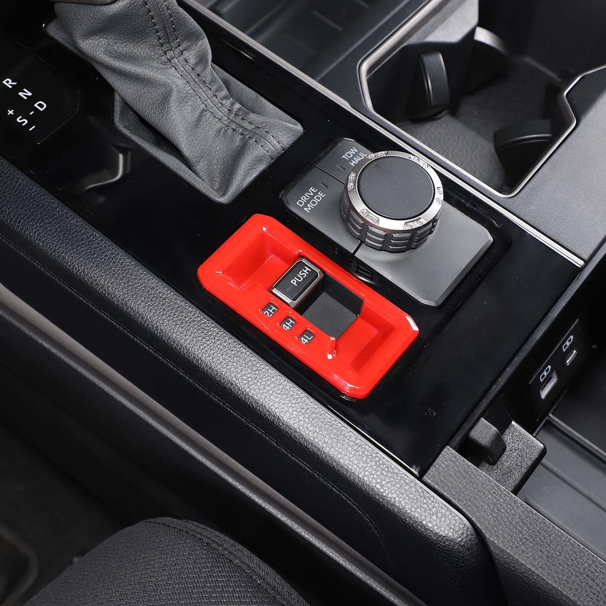 ABS 4WD Mode Differential Lock Cover for Toyota Tundra 2022-2023 - Red Center Console Accessory | Off-Roading, Camping & Adventure Vehicle Upgrade