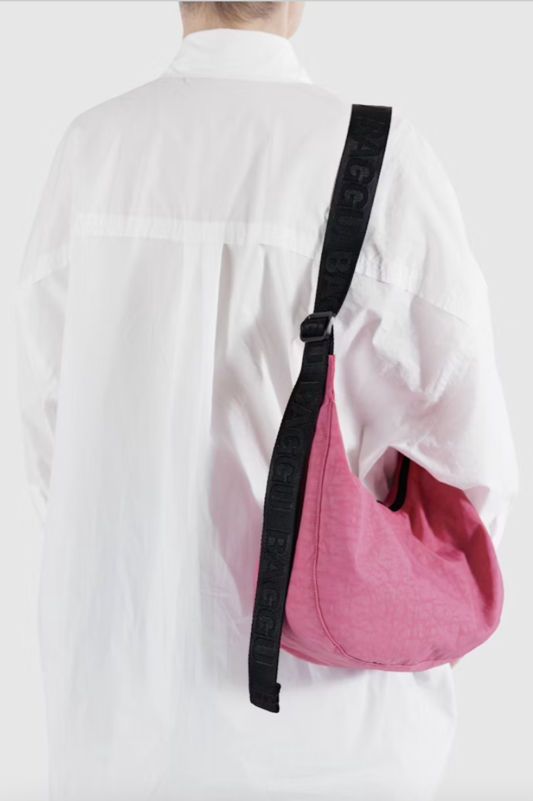 Medium Crescent Crossbody Bag in Azalea Pink - Stylish & Lightweight for Everyday Use, Travel, and Work
