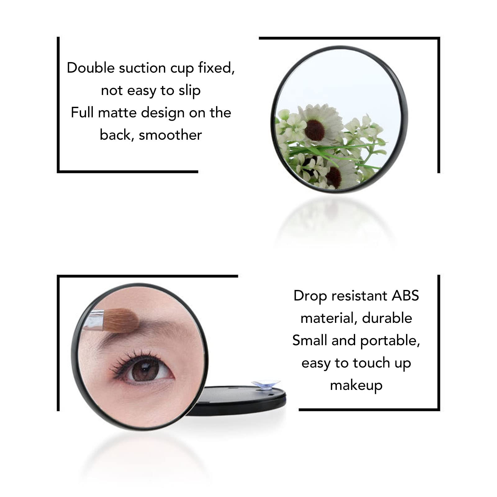 **10X Magnifying Suction Makeup Mirror - Detachable Round Vanity Mirror with Double Suction Cups, HD Anti-Fog Glass for Precise Makeup, Eyebrow Plucking & Skincare - Perfect for Bathroom, Bedroom & Travel**