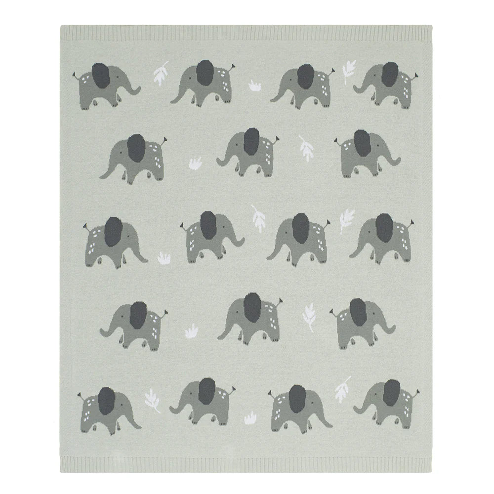 Soft Cotton Knit Baby Blanket with Cute Elephant Design - Cozy & Breathable for Newborns & Toddlers - Perfect for Nursery, Stroller, Swaddling & Gift Giving