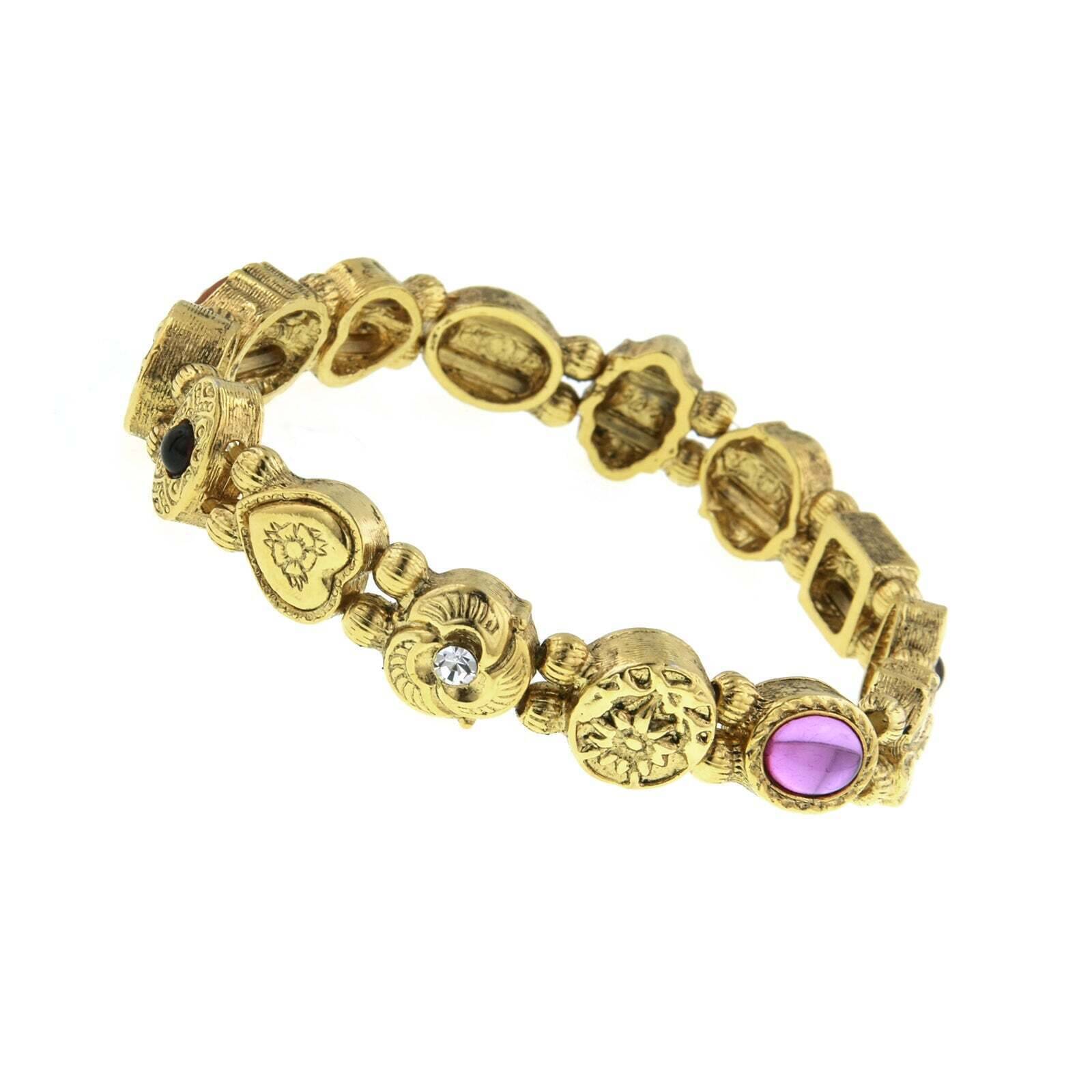 1928 Vintage Style Assorted Charm Stretch Bracelet for Women - Elegant Beaded Jewelry for Party, Wedding & Everyday Wear